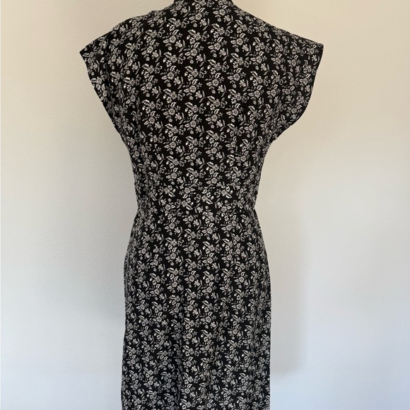 LOFT Black Floral button Down Dress. Linked 36” Bust 38”, waist 30 inches - Picture 5 of 5